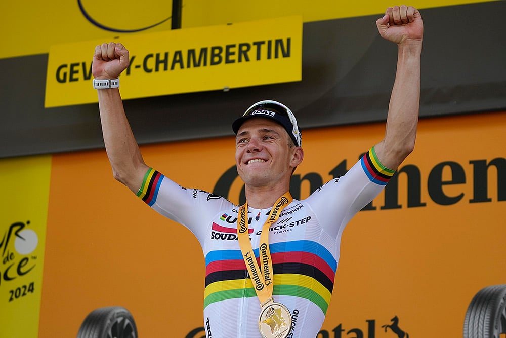 | Photo: AP/Jerome Delay : Seventh stage winner Belgium's Remco Evenepoel